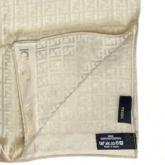 EUC Fendi beige  Zucchino FF Logo Printed Scarf - Picture 3 of 9